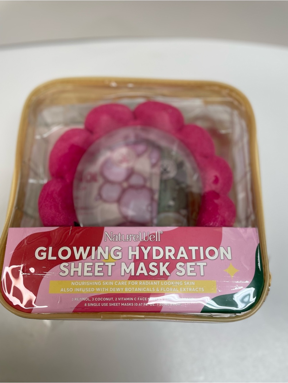 Glowing Hydration Sheet Mask Set - Retinol and Vitamin C. Celavi Lip Gloss Set